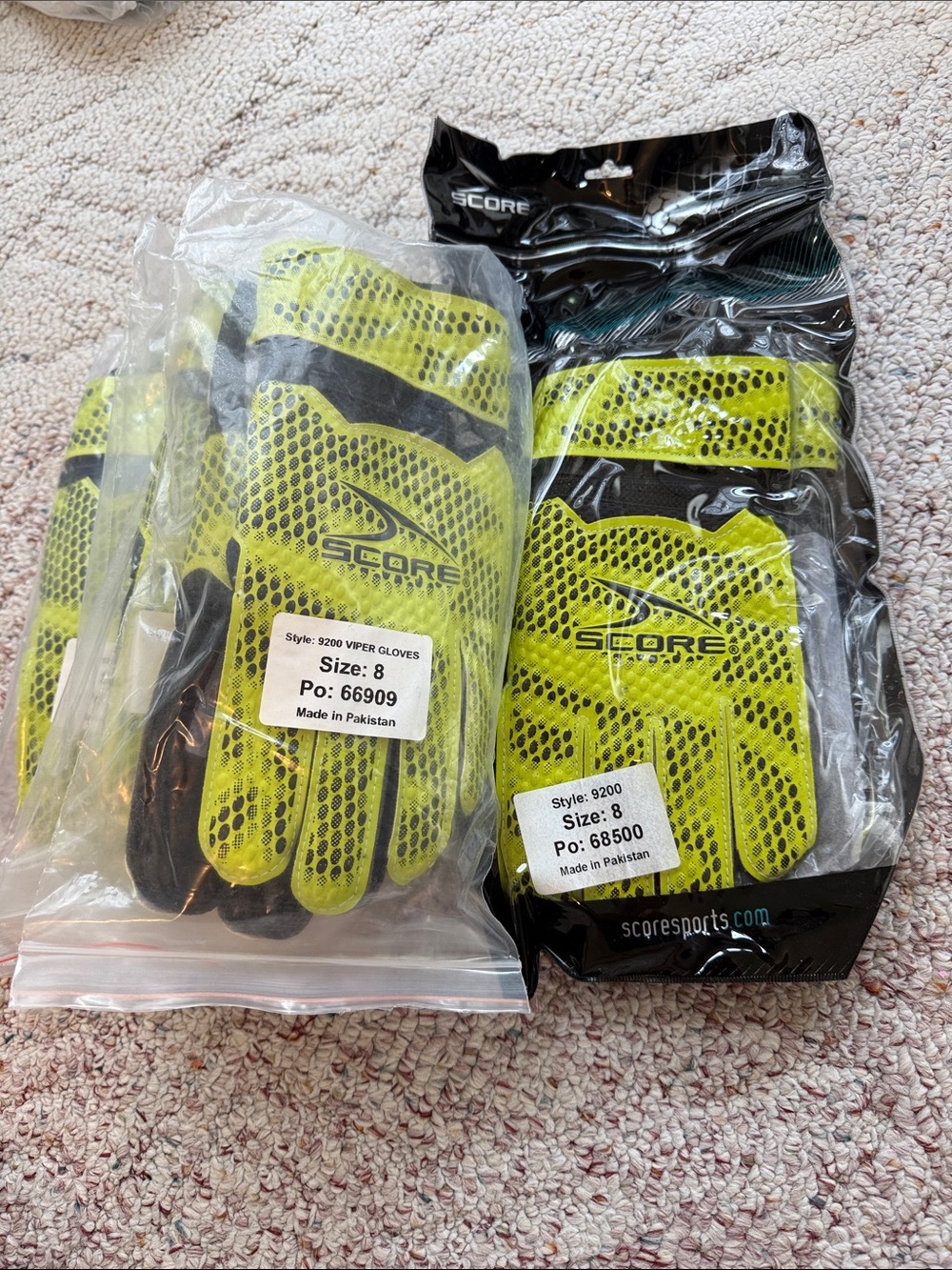 SCORE Neon Yellow & Black Viper Goalkeeper Gloves Size 8
